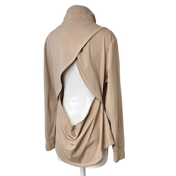 Buff Bunny Women's Cross Open Back Zip Up Jacket Sweater  Size XXXL Tan - Picture 8 of 9